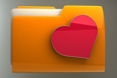 Kırmızı kalpli sarı klasör