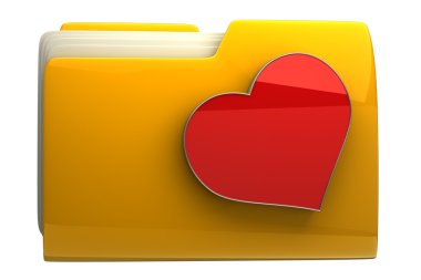 Kırmızı kalpli sarı klasör