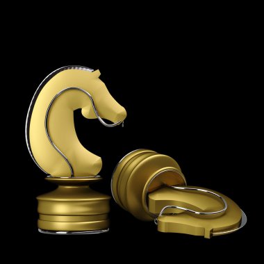 3D Satranç altın at