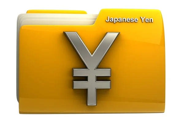 Yellow folder with japanese yen symbol — Stock Photo, Image