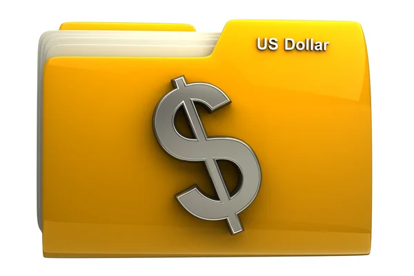 Pasta amarela com símbolo do dólar americano — Fotografia de Stock