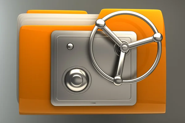 Folder icon with security lock dial — Stock Photo, Image