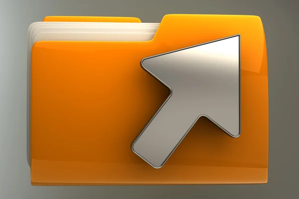 Yellow folder and arrow icon — Stock Photo, Image