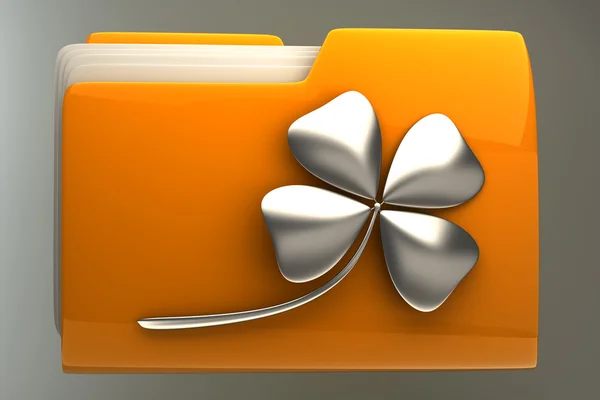 Yellow folder icon with clover — Stock Photo, Image