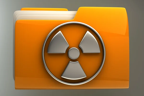 Yellow folder Radiation Alert sign icon — Stock Photo, Image