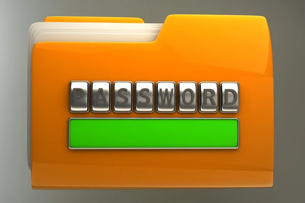 Folder icon with security password — Stock Photo, Image