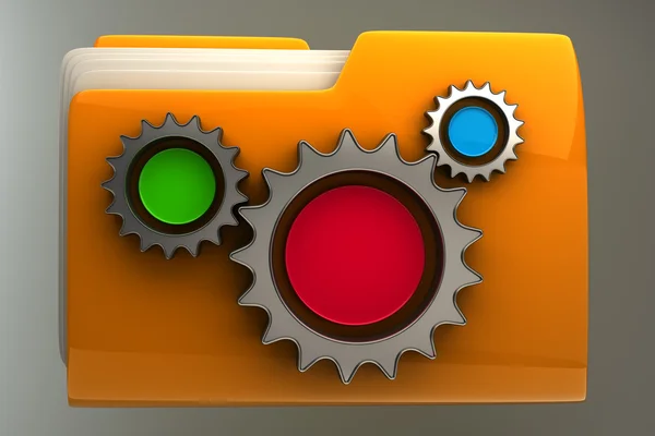 Folder icon with gear wheels — Stock Photo, Image