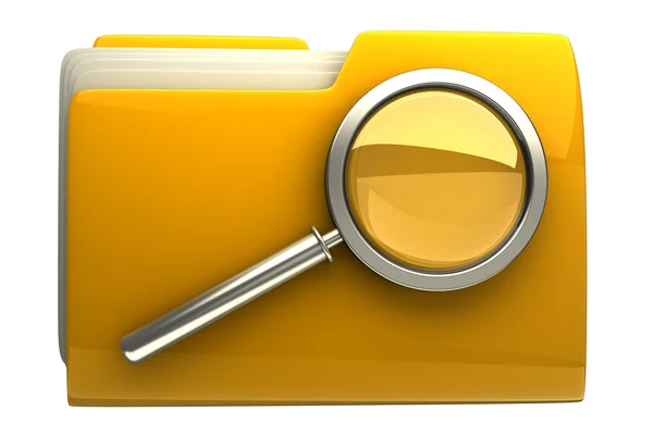 Folder and file search with magnifying glass — Stock Photo, Image