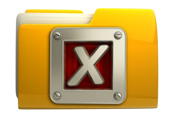 Yellow folder with delete mark — Stock Photo, Image