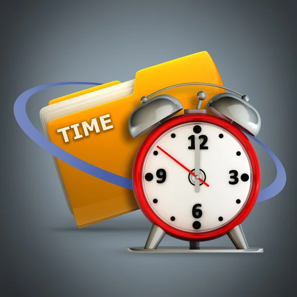 Folder icon with alarm clock — Stock Photo, Image