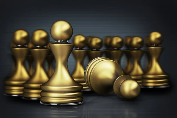 Abstrakt bakgrund golden chess bonde 3d illustration — Stockfoto