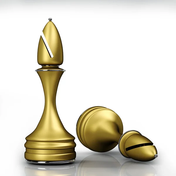 3d Chess golden officer isolated on white background — Stock Photo, Image