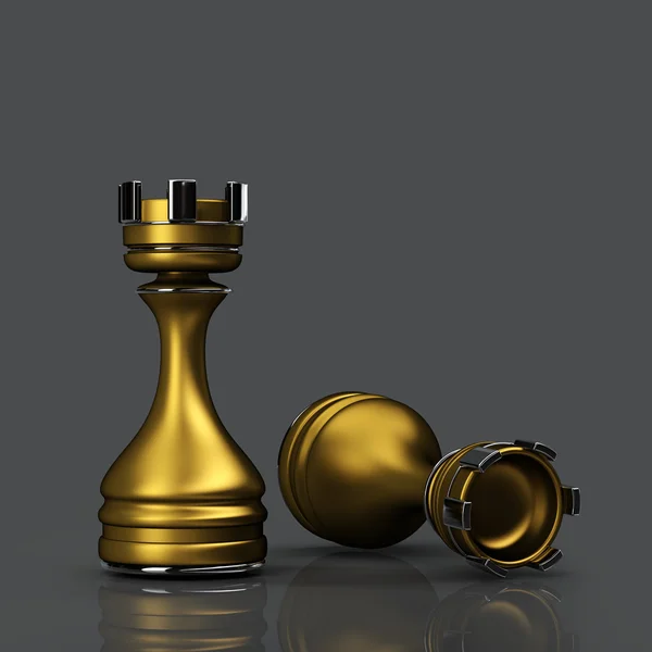 3d Chess golden Castle — Stock Photo, Image