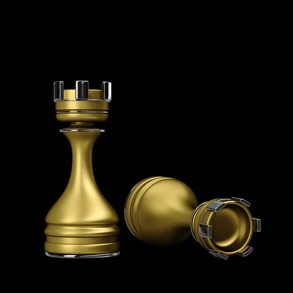3d 国际象棋金色城堡 — 图库照片