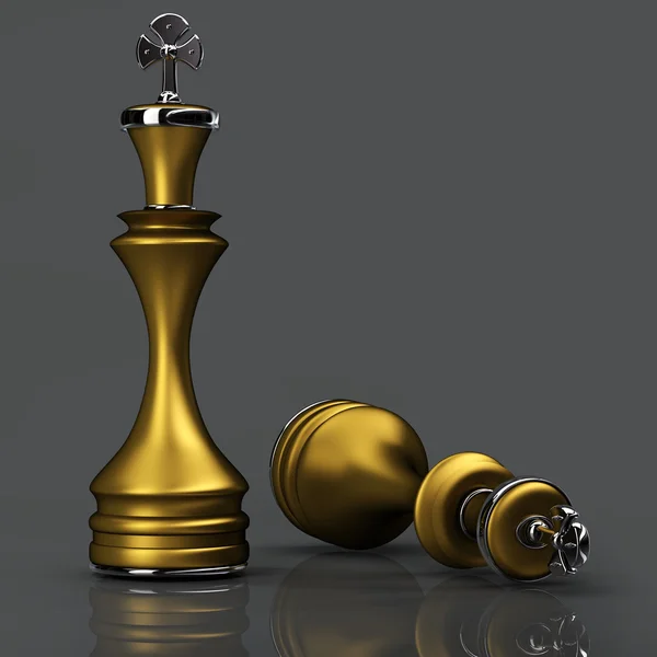 Goldkönig im 3D-Schach — Stockfoto