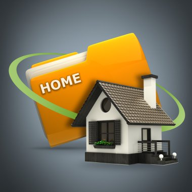 Evi simgesi olan sarı klasör