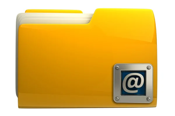 Yellow folder with mail symbol — Stock Photo, Image