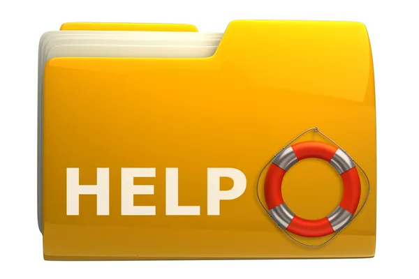 Concept. Yellow folder with Red lifebelt Icon isolated on white background — Stock Photo, Image