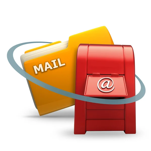 Yellow folder with Postbox Icon — Stock Photo, Image
