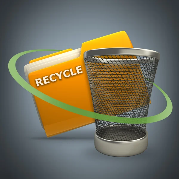 Yellow folder with Empty recycle bin Icon — Stock Photo, Image