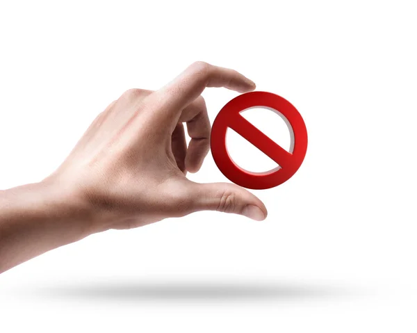 Hand holding forbidden sign — Stock Photo, Image