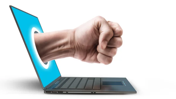 Fist från laptop. — Stockfoto