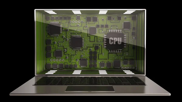 Laptop met het driedimensionale scherm — Stockfoto