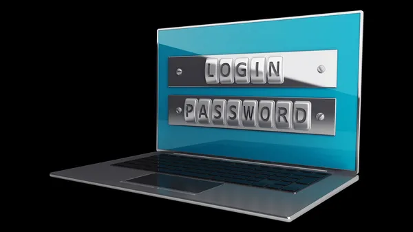 Laptop with steel security password — Stock Photo, Image