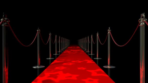 Red carpet with luminous stars — Stock Video