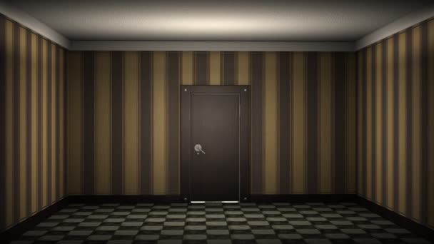 Дверь открывается и освещает темную комнату — стоковое видео