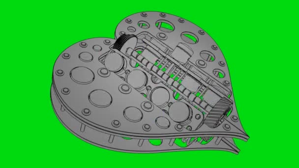 Corazón toon mecánico — Vídeo de stock