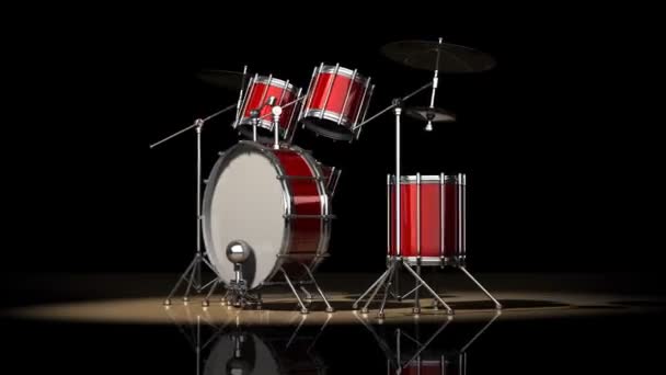 Kit de bateria vermelho . — Vídeo de Stock