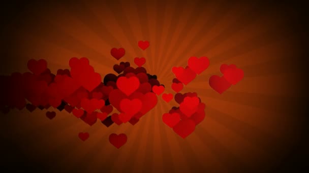 Flygande röda valentines hjärtan — Stockvideo