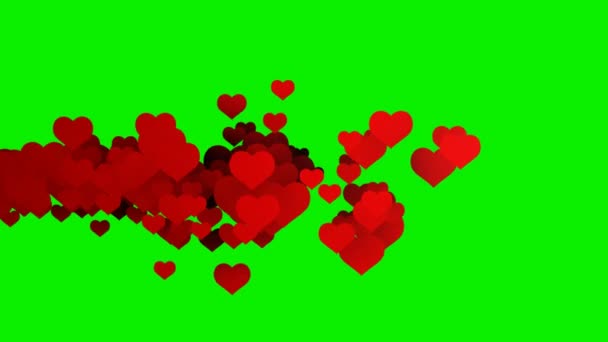 Fliegende rote Valentinsherzen — Stockvideo