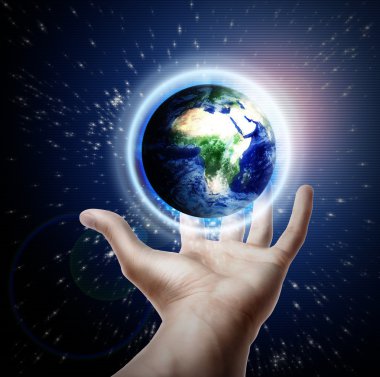 Ellerinde Dünya gezegeni. Kavramı