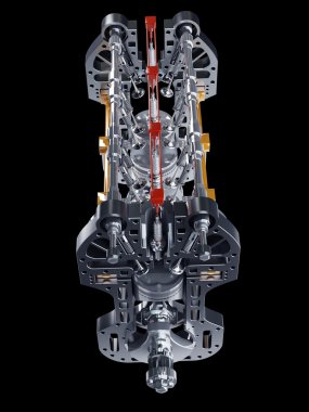 3d araba motoru izole