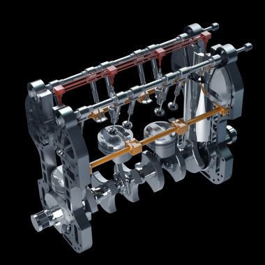 3d araba motoru izole