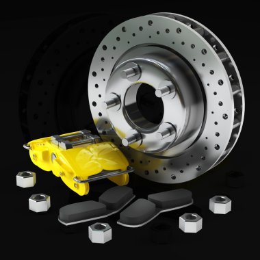 fren disk bir yarış araba sarı aleti ile demonte