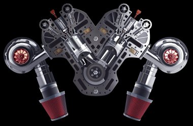 V8 araba motoru. modern otomobil motoru kavramı