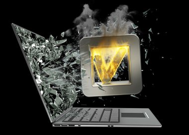 kene sembolü yanan simgesi çıkış laptop ekran monitör tarafından