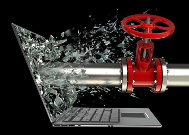 Kırmızı Vana çıkış laptop ekran monitör tarafından