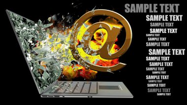 Yangın çıkışı laptop ekran monitör tarafından posta simgesi