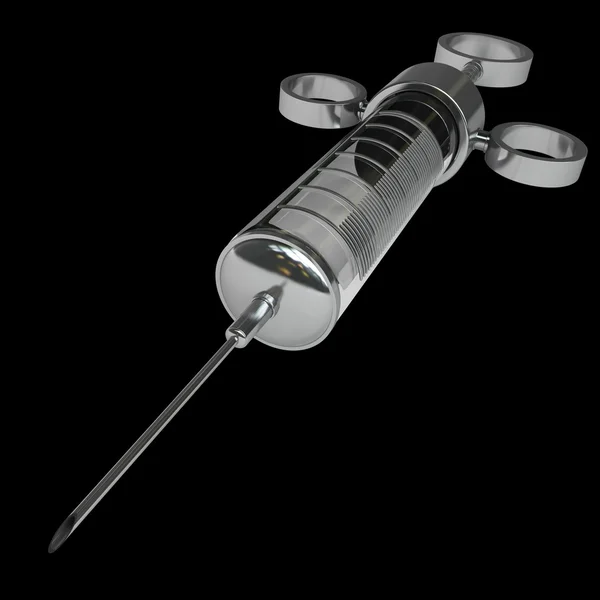 Metal glass syringe isolated — Stock Photo, Image