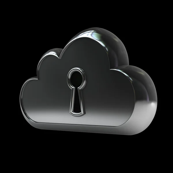 3d metal cloud with key well — Stock Photo, Image