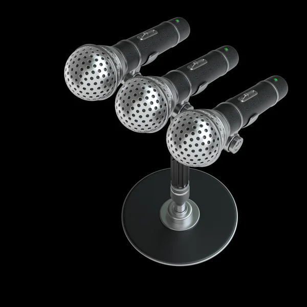 Trois microphones isolés — Photo