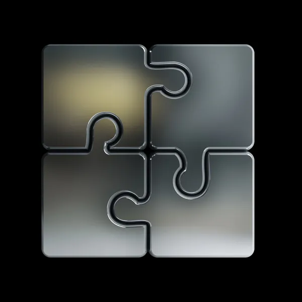 Puzzle-Symbol isoliert auf schwarz — Stockfoto
