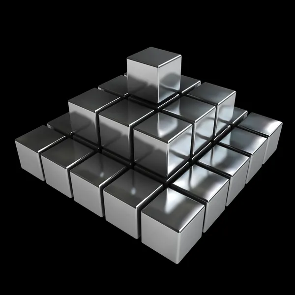 Pyramide avec cubes métalliques — Photo