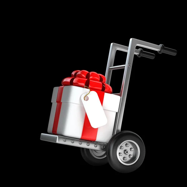 Roter 3D-LKW mit Geschenkbox — Stockfoto
