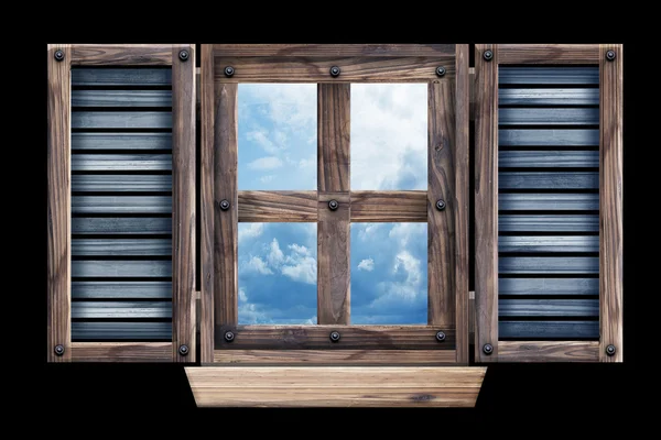 Antiguo marco de ventana de madera grunge —  Fotos de Stock