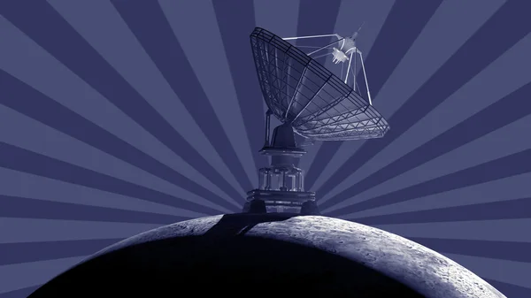 Moon with big satellite dishes antenna — Stock Photo, Image